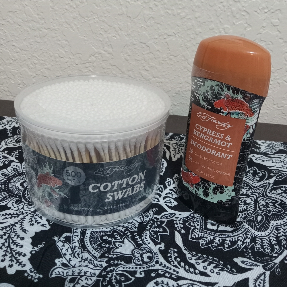 Ed Hardy Cotton Swabs and Deodorant Set
